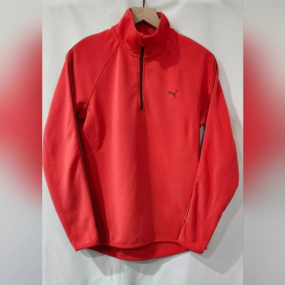 PUMA Women's 1/4 Zip‎ Jacket Size Small Coral Dry Cell Pullover Workout Train - Picture 1 of 9